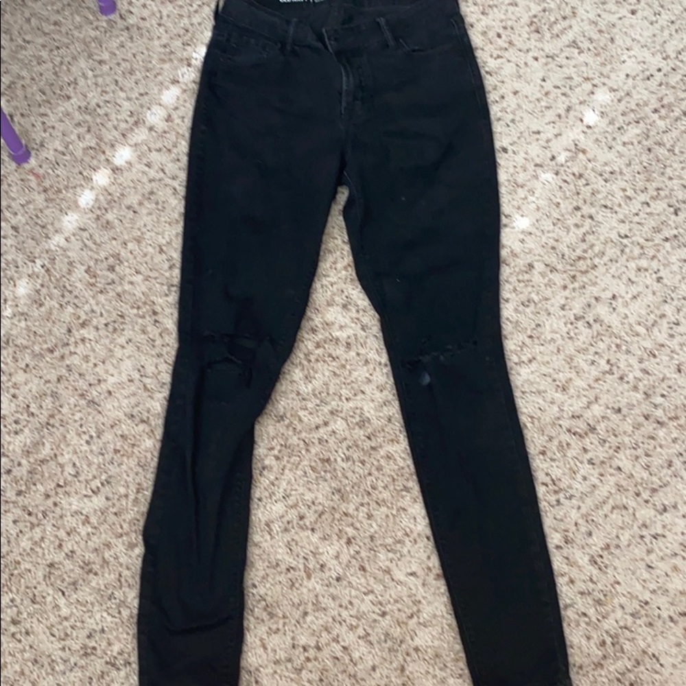 Black Distressed at the knee jeans